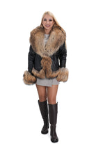 Дамско яке от естествена кожа C-10 Natural с голяма богата яка и косъм