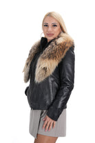 Елегантно дамско яке от естествена кожа B-906 за студено време