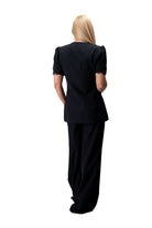 Black two piece women’s suit with short sleeves and lace detail GC8385