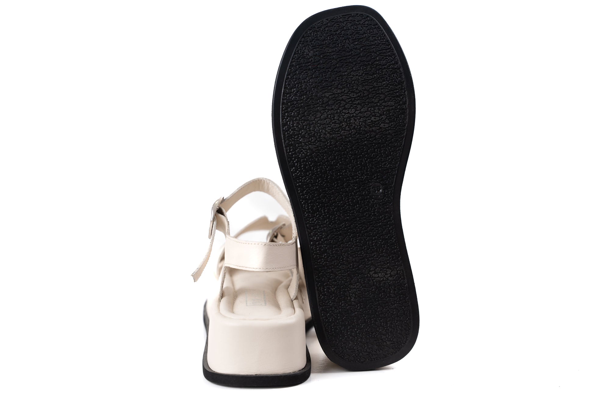 comfortable women sandals genuine leather ecru platform