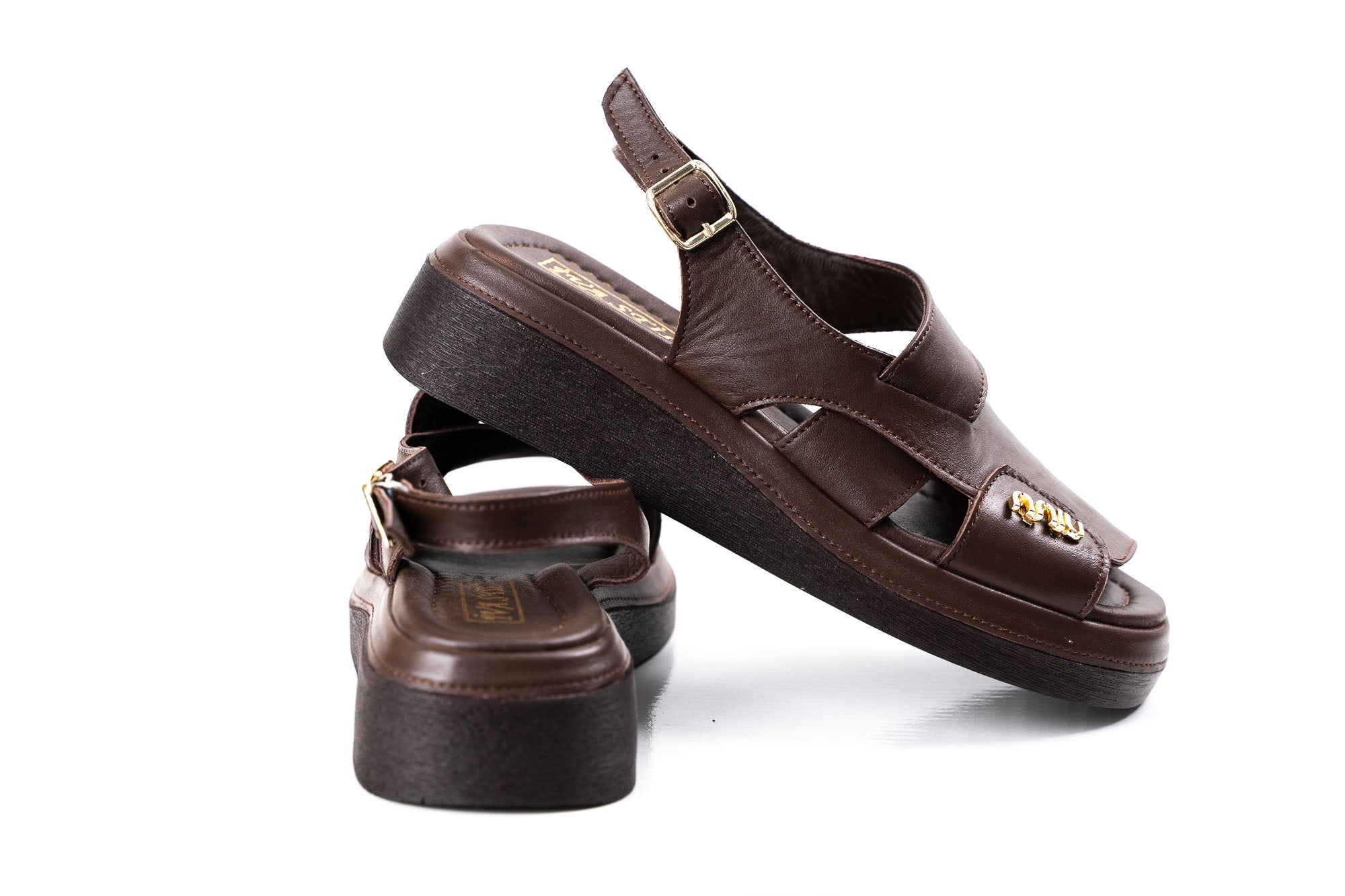 brown leather platform sandals women summer shoes