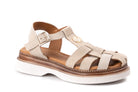 women suede sandals beige straps low platform