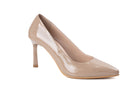 women beige leather pumps stiletto heel elegant shoes