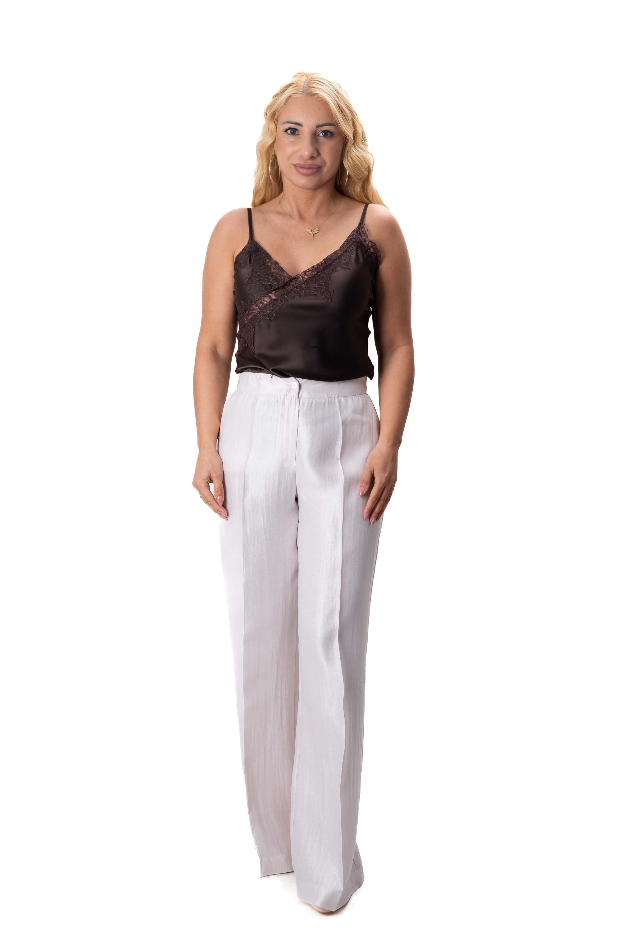 Широк екрю панталон от костюм