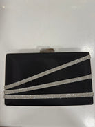 дамска чанта клъч черна от сатен с кристали LUXU